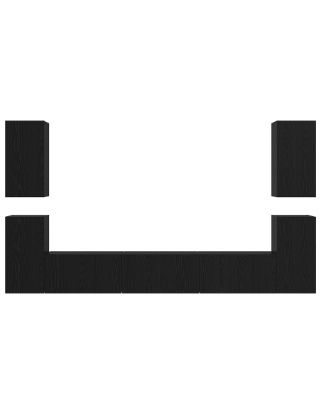 Set mobile TV Montaggio a parete Rovere Nero Legno multistrato