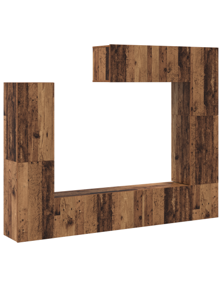 Set di armadi TV montati a muro in legno antico, 7 pezzi, legno ingegnerizzato