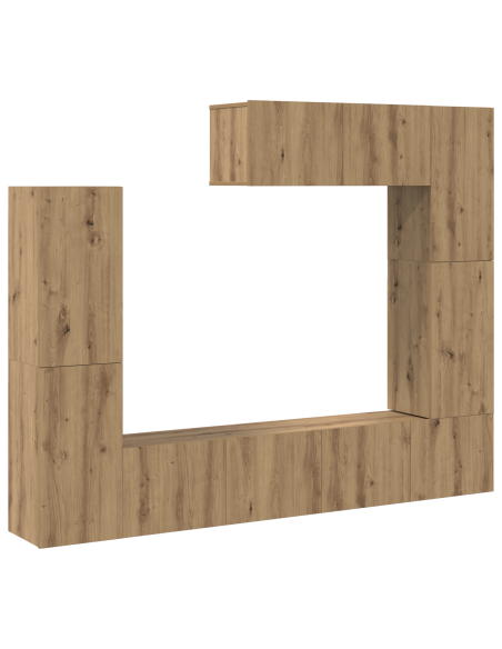 Set di mobili per TV da 7 pezzi – Montato a muro, rovere artigianale, legno truciolare
