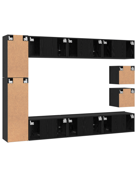Set mobile TV 10 pcs Rovere nero Legno multistrato
