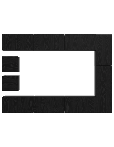 Set mobile TV 10 pcs Rovere nero Legno multistrato