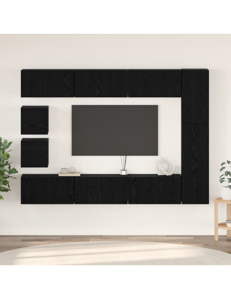 Set mobile TV 10 pcs Rovere nero Legno multistrato