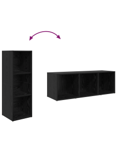 Set mobile TV Montaggio a parete 3 pcs Nero Legno multistrato 2
