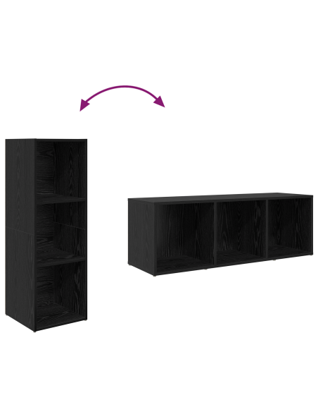 Set mobile TV Montaggio a parete 3 pcs Nero Legno multistrato