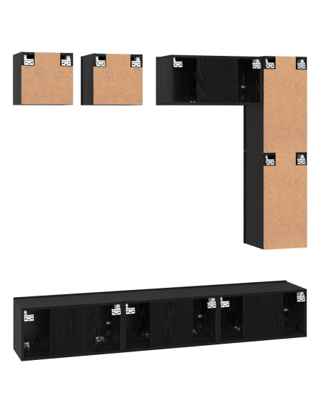 Set mobile TV 8 pcs Rovere nero Legno multistrato