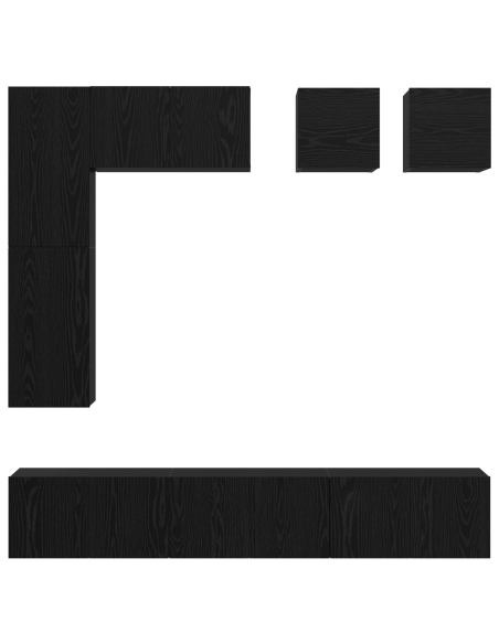 Set mobile TV 8 pcs Rovere nero Legno multistrato