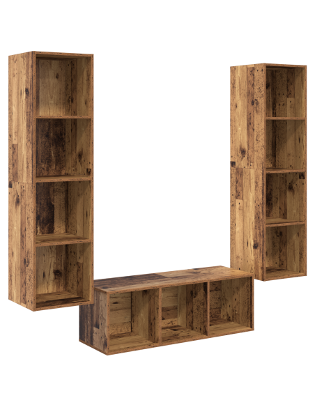 Set di mobili TV 3 pcs Legno vecchio 37 x 37 x 142.5 cm