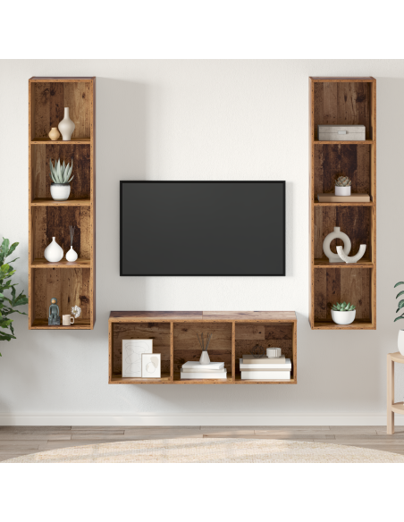 Set di mobili TV 3 pcs Legno vecchio 37 x 37 x 142.5 cm