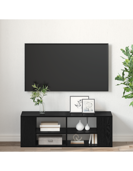 Set mobile TV Rovere Nero 102 x 35 x 35 cm Legno multistrato