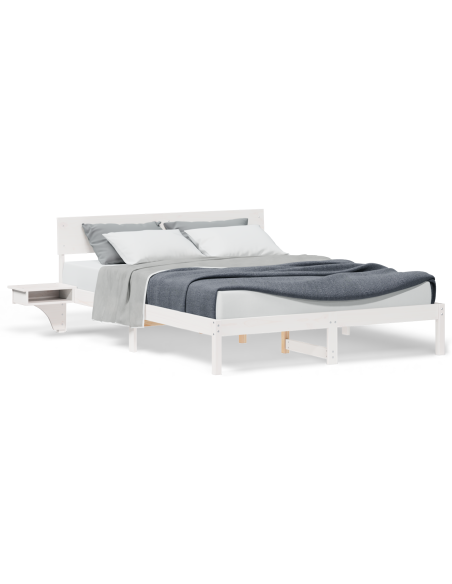Rete letto con comodini con testiera Bianco 150 x 200 cm