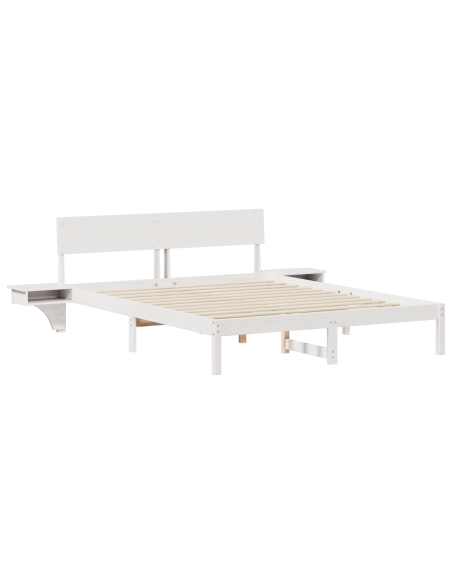 Rete letto con comodini con testiera Bianco 150 x 200 cm