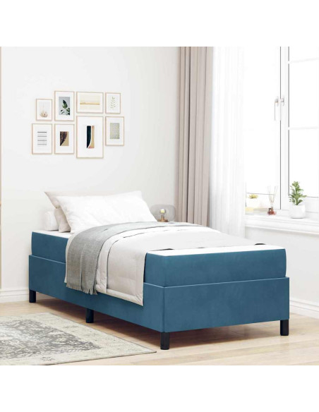 Struttura del letto Blu scuro e bianco 90 x 190 cm Velluto