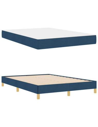 Letto a molle con materasso Blu 140 x 200 cm Tessuto