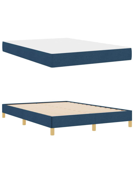 Letto a molle con materasso Blu 140 x 200 cm Tessuto