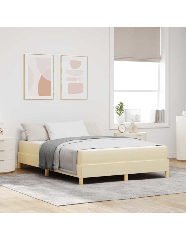 Letto a molle con materasso Crema 160 x 200 cm Tessuto