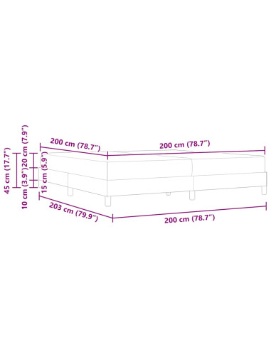 Letto a molle con materasso Marrone Scuro 200 x 200 cm Tessuto