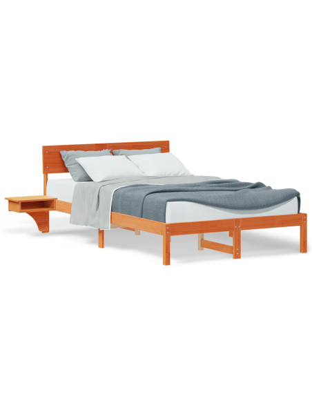 Rete letto con comodini con testiera Cera marrone 140 x 200 cm