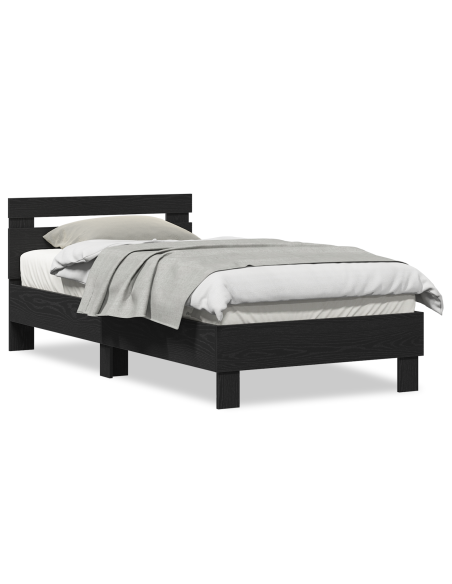 Struttura letto – Rovere nero, 90x190 cm, realizzata in legno compresso.