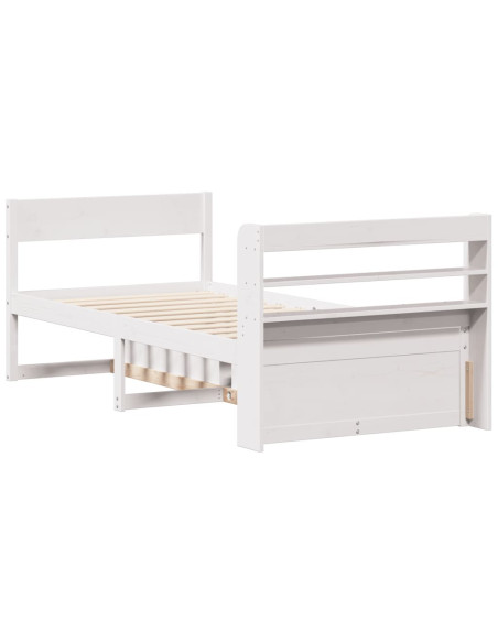 Letto senza Materasso Bianco 90x190 cm in Legno Massello Pino