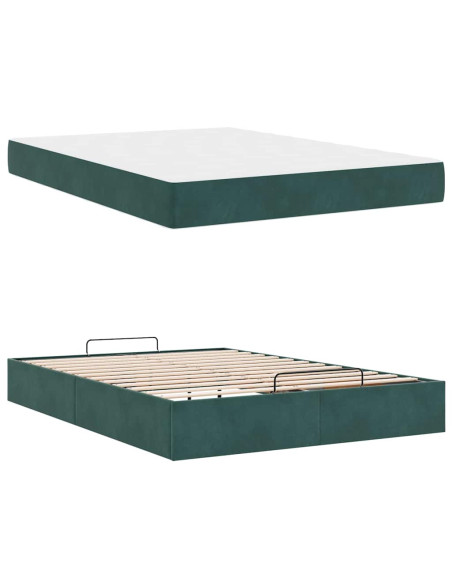 Struttura del letto Altro Verde scuro 140 x 200 cm Velluto
