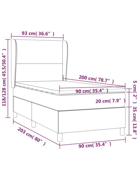Giroletto a Molle con Materasso Crema 90x200 cm in Similpelle