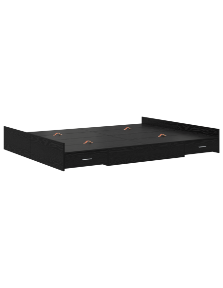 Struttura letto con contenitore Rovere nero 140 x 190 cm