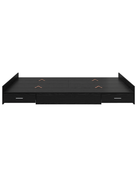 Struttura letto con contenitore Rovere nero 140 x 190 cm