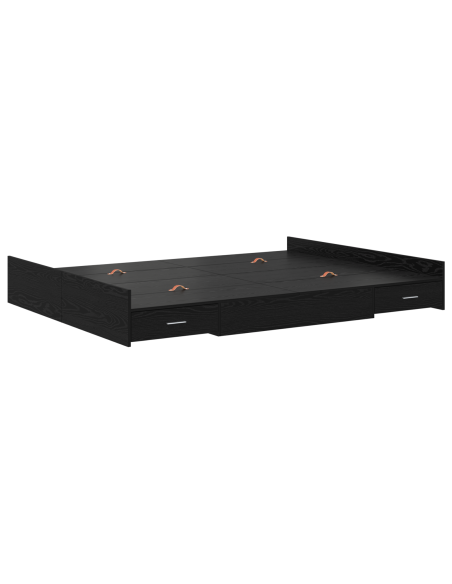 Struttura letto con contenitore Rovere nero 135 x 190 cm