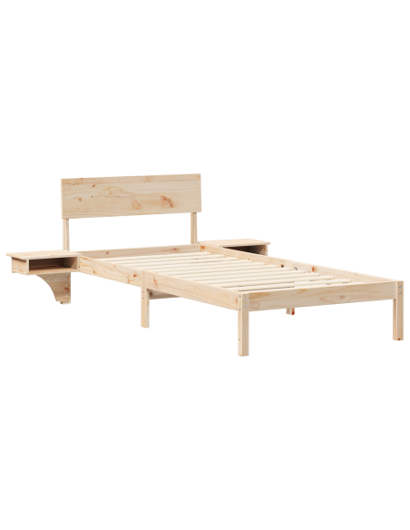 Rete letto con comodini con testiera Marrone 90 x 190 cm