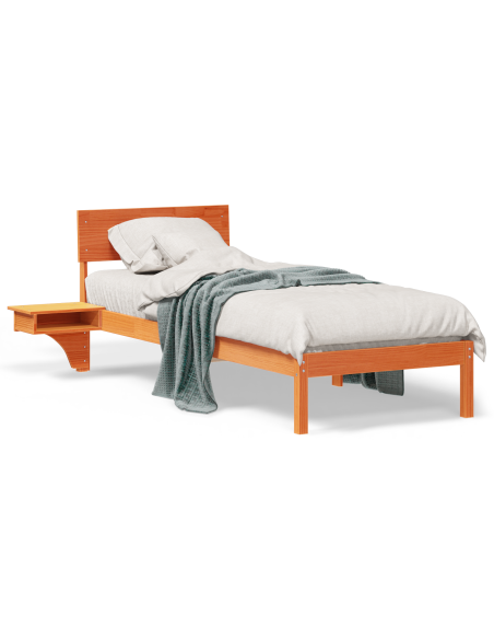 Rete letto con comodini con testiera Cera marrone 75 x 190 cm
