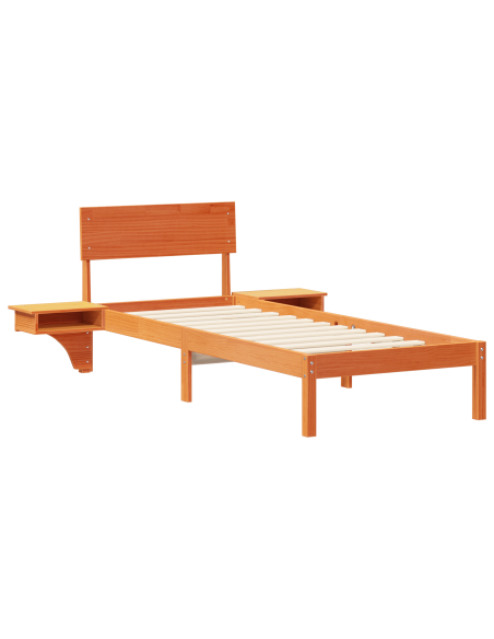 Rete letto con comodini con testiera Cera marrone 75 x 190 cm