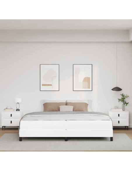 Letto Altro Bianco Puro 200 x 200 cm Pelle sintetica