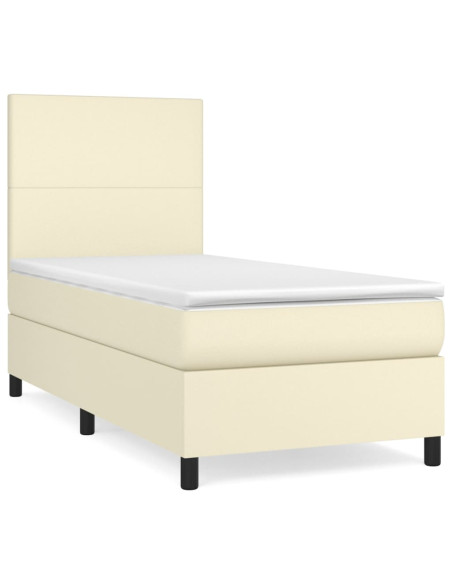 Giroletto a Molle con Materasso Crema 90x200 cm in Similpelle