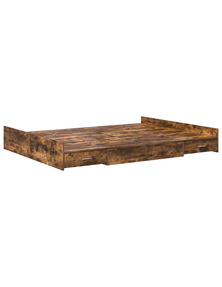 Struttura letto con contenitore Rovere fumo 135 x 190 cm Legno