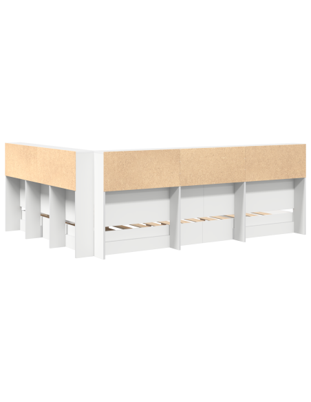 Libreria Letto 2 pcs Bianco 140 x 200 cm Legno multistrato