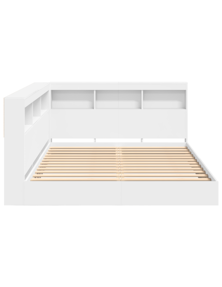 Libreria Letto 2 pcs Bianco 140 x 200 cm Legno multistrato