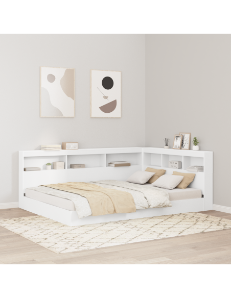 Libreria Letto 2 pcs Bianco 140 x 200 cm Legno multistrato