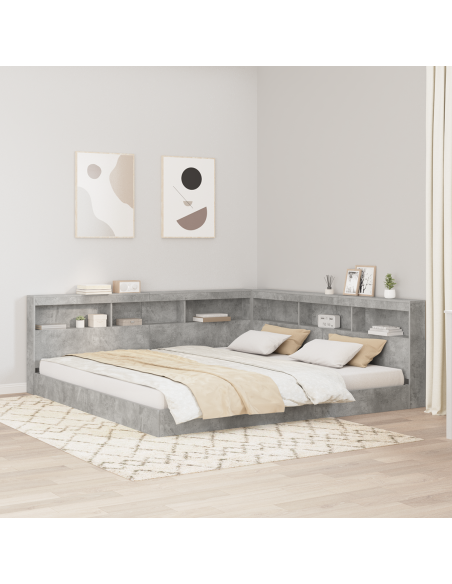 Libreria Letto 2 pcs Grigio cemento 180 x 200 cm Cemento