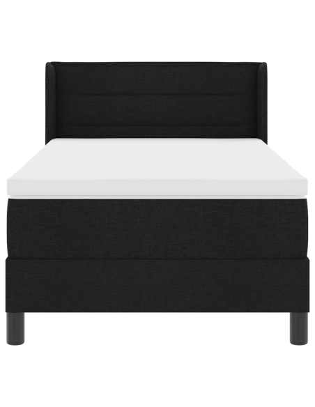 Letto a molle con testiera Nero 90 x 200 cm Tessuto e Schiuma