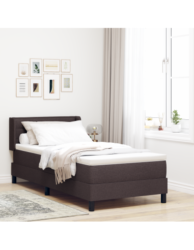 Letto a molle con testiera Marrone Scuro 200 x 100 cm Tessuto