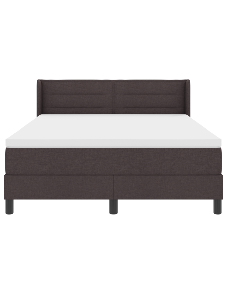 Letto a molle Marrone Scuro 140 x 190 cm Tessuto e Schiuma