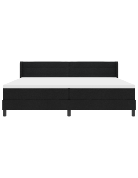 Letto a molle con testiera Nero 200 x 200 cm Tessuto e Schiuma
