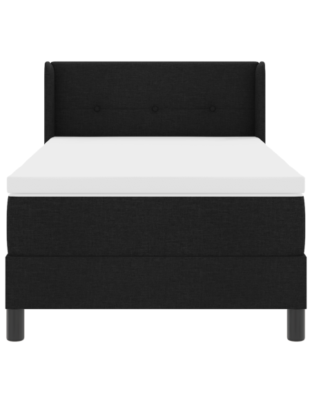 Letto a molle con testiera Nero 90 x 190 cm Tessuto e Schiuma