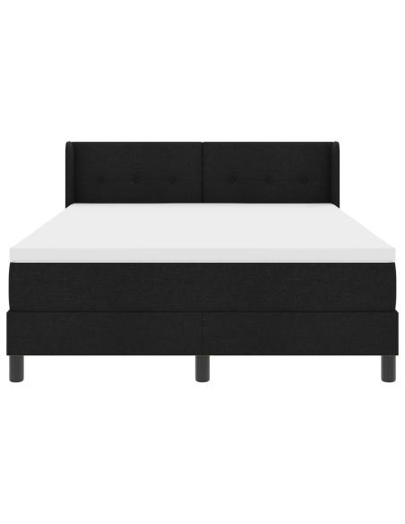 Letto a molle con testiera Nero 140 x 200 cm Tessuto e Schiuma