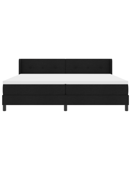 Letto a molle con testiera Nero 200 x 200 cm Tessuto e Schiuma
