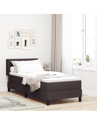 Letto a molle con testiera Marrone Scuro 200 x 80 cm Poliestere