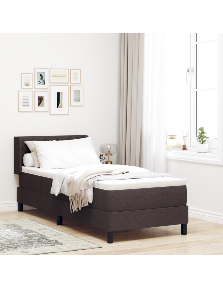 Letto a molle Marrone Scuro 80 x 200 cm Tessuto e Schiuma