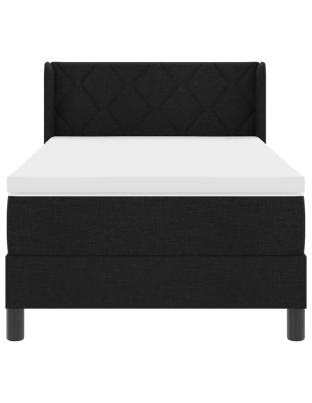 Letto a molle con testiera Nero 90 x 190 cm Tessuto e Schiuma