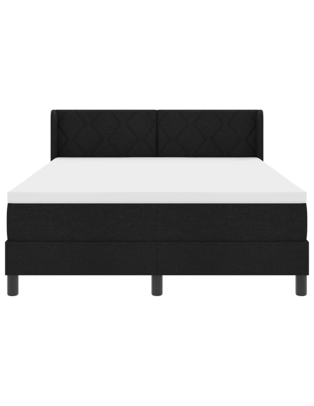 Letto a molle con testiera Nero 140 x 200 cm Tessuto e Schiuma