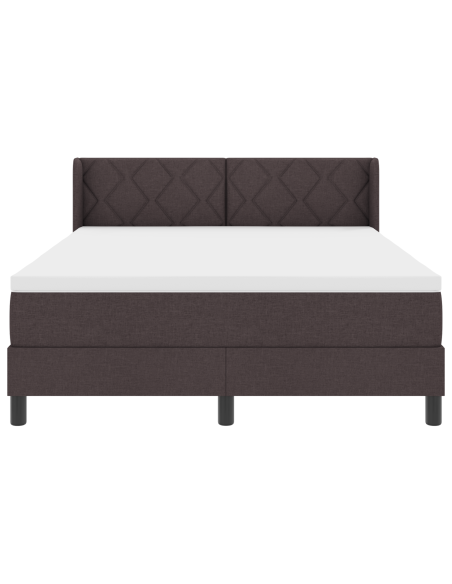Letto a molle Marrone Scuro 140 x 200 cm Tessuto e Schiuma